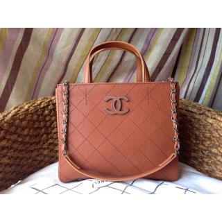 Imitation Chanel Hampton Leather Shoulder Tote Bag Apricot at UK