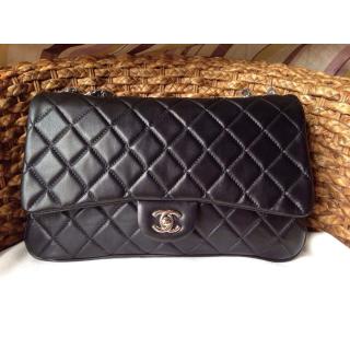 Imitation Chanel Lambskin Leather 3 Jumbo Flap Bag A94024 Black at US