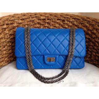 Imitation Chanel Lambskin Leather Classic 2.55 Reissue Size 226 Double Flap Shoulder Bag Blue