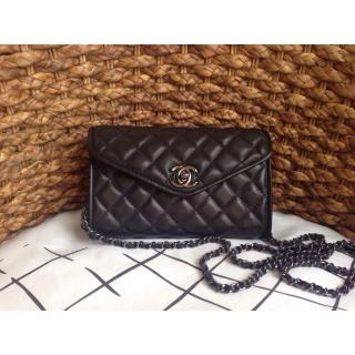 Imitation Chanel Leather Vintage Flap Chain Cross Body Envelope Bag Black 2014