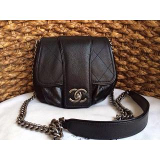 Imitation Chanel Mini Calfskin Messenger Bag A94743 Black 2015