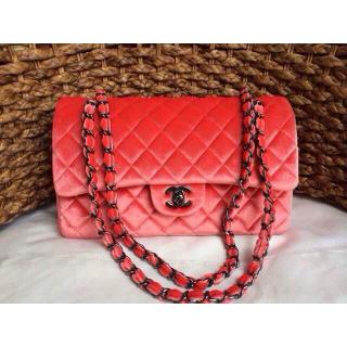 Imitation Chanel Velvet Classics in Fabric Medium Flap Bag Orange Fall 2014