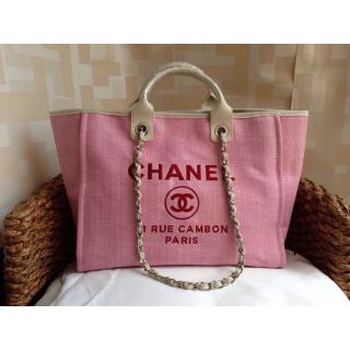 Imitation Cheap Chanel Deauville Canvas Tote Bag Pink Cruise 2014 US