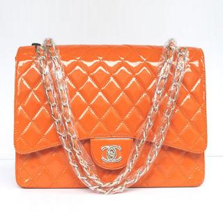 Imitation Classic Flap bags Orange Enamel Handbag Sold Online