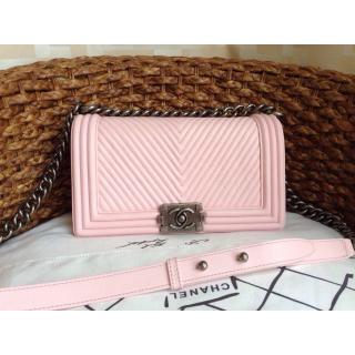 Imitation Designer Chanel Le Boy With Herringbone Chevron Stitching Flap Shoulder Bag Pink