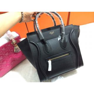 Imitation Fashion Celine Luggage Micro Bag in Original Leather Black