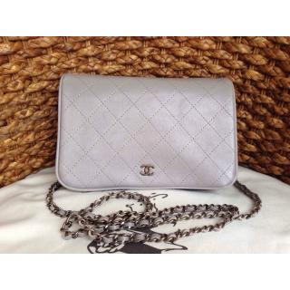 Imitation Fashion Chanel Lambskin Leather WOC Wallet On Chain Bag Gray