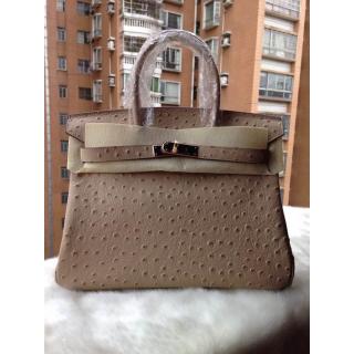 Imitation Hermes Birkin Ostrich Pattern Leather Bag Camel