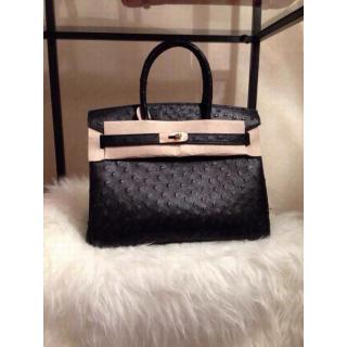 Imitation Hermes Handbag Leather Black