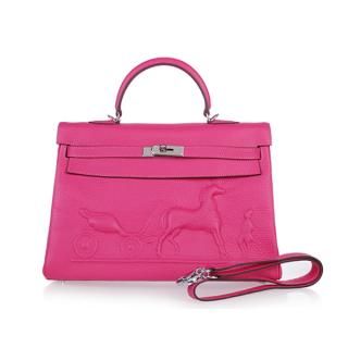 Imitation Hermes Kelly Pink Cow Leather Ladies