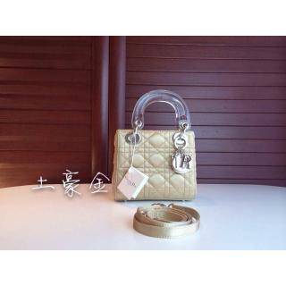 Imitation Lady Dior Bag Gold with Resin Handle 2014 DE