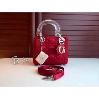 Imitation Lady Dior Bag Red with Resin Handle 2014