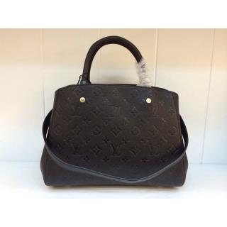 Imitation Louis Vuitton Monogram Empreinte Montaigne MM Bag Black