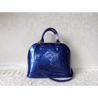 Imitation Luxury Louis Vuitton Monogram Vernis Alma PM Bag Blue