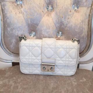 Imitation Miss Dior Flap Bag White in Lambskin Leather With Silver Hardware