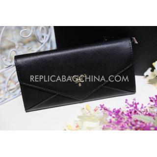 Imitation Prada Purse Black Calfskin Wallet