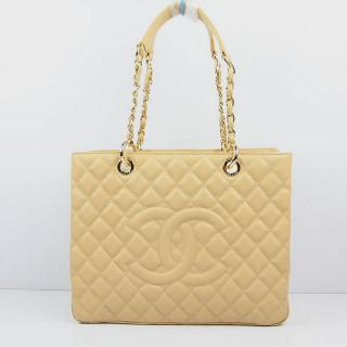 Imitation Top Chanel Shopping bags Lambskin Beige