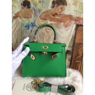 Imitation Top Hermes Kelly 20cm Togo Leather Bag Green