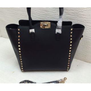 Imitation Valentino Rockstud Double Handle Tote Bag Black With Silver Hardware