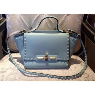 Imitation Valentino Rockstud Leather Flap Shoulder Tote Bag 00880 Pale Blue