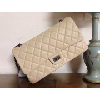 Knockoff AAA Chanel Calfskin Leather Classic 2.55 Reissue Size 226 Double Flap Shoulder Bag Beige