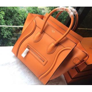 Knockoff Best Celine Luggage Mini Bag in Original Leather Orange CA