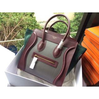 Knockoff Celine Luggage Micro Bag in Original Leather Gray&Wine&Green