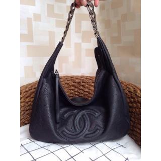 Knockoff Chanel Calfskin Leather Large Shopping Shoulder Bag Black Sold Online