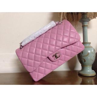 Knockoff Chanel Lambskin Leather Classic Double Flap Shoulder Bag Pink