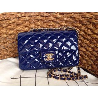 Knockoff Chanel Patent Leather Classic Double Flap Shoulder Bag Blue