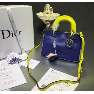 Knockoff Dior Calfskin Diorissimo Mini Bag Royal Blue/Yellow/Lilas