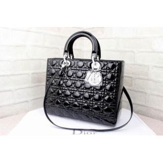 Knockoff Dior Totes Patent Leather Black For Sale