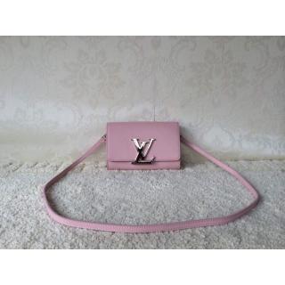 Knockoff Louis Vuitton Grained Leather Louise Strap PM Bag Pink