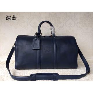 Knockoff Louis Vuitton Keepall 45 Damier Calfskin Luggage Bag Dark Blue