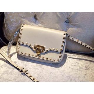 Knockoff Valentino Rockstud Chain Flap Shoulder Bag 00551 White