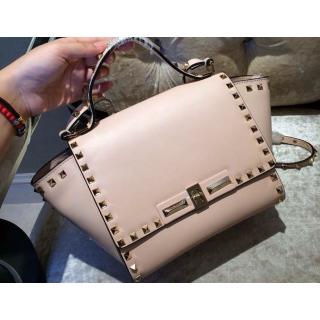 Knockoff Valentino Rockstud Leather Flap Shoulder Tote Bag 00880 Pale Pink