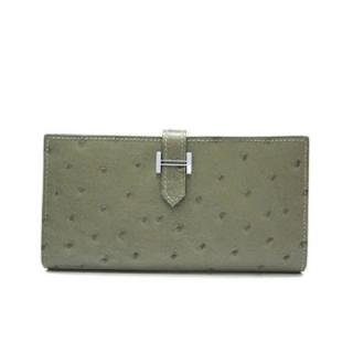 Knockoff Wallet Grey Ostrich Skin