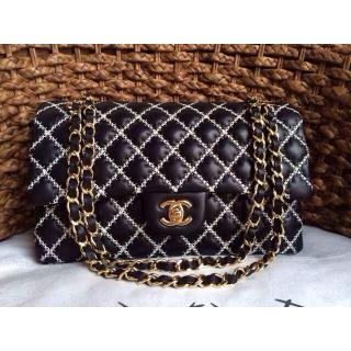 Luxury Chanel Leather Embroideries Classic Double Flap Shoulder Bag Silver Wire Online Sale