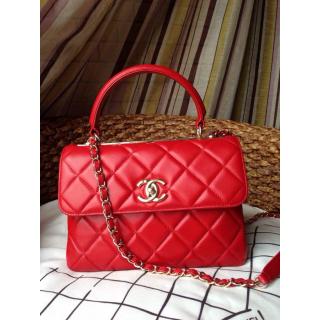 Luxury Chanel Trendy CC Small Dual Handle Flap Tote Bag Red 2014