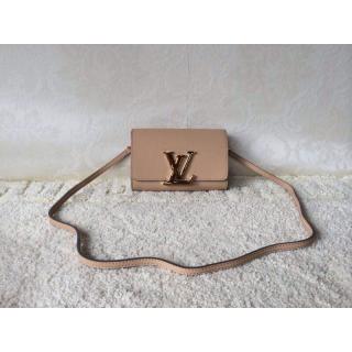 Luxury Louis Vuitton Calfskin Leather Louise Clutch Bag Nude