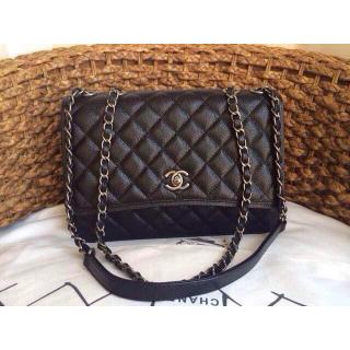 Luxury Replica Chanel Classic Quilted Calfskin Leather 3 Layer Flap Shoulder Bag Black