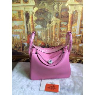 New Hermes Lindy 30cm Leather Tote Bag Pink With Silver Hardware AU