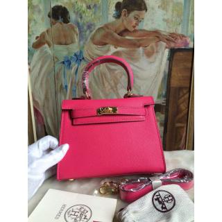 Quality Hermes Kelly 20cm Togo Leather Bag Fushia For Sale