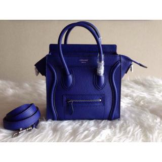 Replica Best Celine Luggage Nano Bag in Original Grained Leather Blue