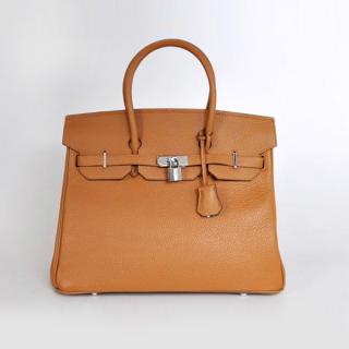 Replica Birkin Coffee Cow Leather Handbag