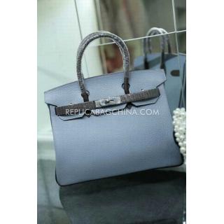 Replica Birkin Genuine Leather YT1077 Blue