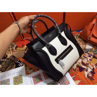 Replica Celine Luggage Micro Bag in Original Leather White&Black