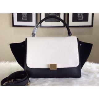 Replica Celine Trapeze Top Handle Bag Original Leather Creamy&black AU