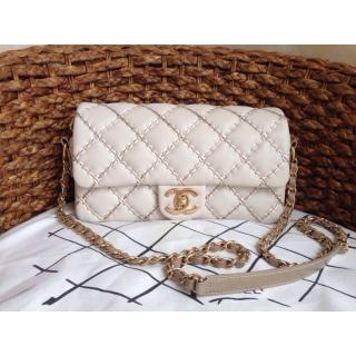 Replica Chanel Calfskin Leather Large Stitch Classic Double Flap Shoulder Bag White Dallas Fall 2014