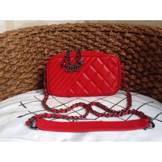 Replica Chanel Camera Case Messenger Shoulder Bag Red Runway Cruise 2015 CA